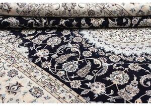Tappeto Nain 6la Medaglione Floreale Blu Scuro Avorio 214x305 Cm