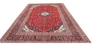 Tappeto Ardakan Medaglione Floreale Rosso Blu Scuro 247x355 Cm