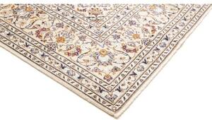 Tappeto Kashan Medaglione Floreale Avorio Blu Scuro 205x312 Cm