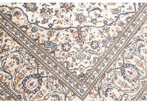 Tappeto Kashan Medaglione Floreale Avorio Blu Indaco 195x302 Cm