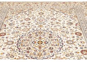 Tappeto Kashan Medaglione Floreale Avorio Blu Scuro 205x312 Cm