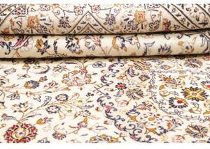 Tappeto Kashan Medaglione Floreale Avorio Blu Scuro 205x312 Cm