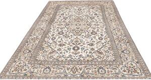 Tappeto Kashan Medaglione Floreale Avorio Blu Indaco 195x302 Cm