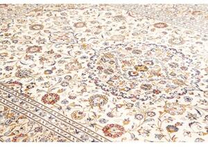 Tappeto Kashan Medaglione Floreale Avorio Blu Scuro 205x312 Cm