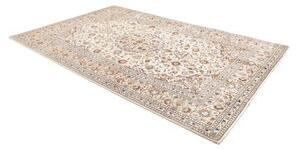 Tappeto Kashan Medaglione Floreale Avorio Blu Scuro 205x312 Cm