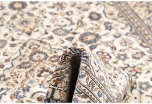 Tappeto Kashan Medaglione Floreale Avorio Blu Indaco 195x302 Cm