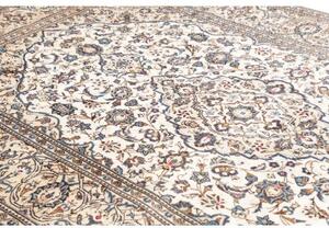 Tappeto Kashan Medaglione Floreale Avorio Blu Indaco 195x302 Cm
