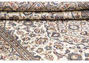 Tappeto Kashan Medaglione Floreale Avorio Blu Indaco 195x302 Cm