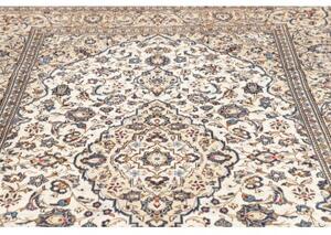 Tappeto Kashan Medaglione Floreale Avorio Blu Indaco 195x302 Cm