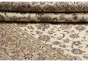 Tappeto Kashan Medaglione Floreale Avorio Tortora 197x290 Cm
