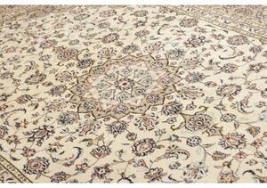Tappeto Kashan Medaglione Floreale Avorio Tortora 197x290 Cm