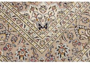 Tappeto Kashan Medaglione Floreale Avorio Tortora 197x290 Cm