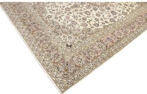 Tappeto Kashan Medaglione Floreale Avorio Tortora 197x290 Cm