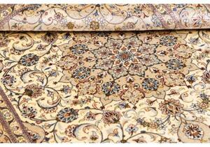 Tappeto Ghom Seta Medaglione Floreale Avorio Beige 100x148 Cm