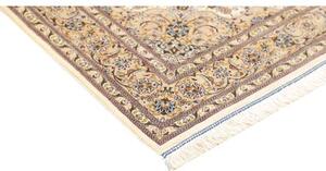 Tappeto Ghom Seta Medaglione Floreale Avorio Beige 100x148 Cm