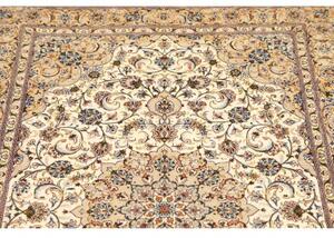 Tappeto Ghom Seta Medaglione Floreale Avorio Beige 100x148 Cm