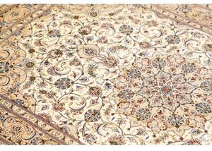 Tappeto Ghom Seta Medaglione Floreale Avorio Beige 100x148 Cm