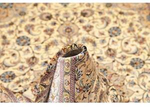 Tappeto Ghom Seta Medaglione Floreale Avorio Beige 100x148 Cm