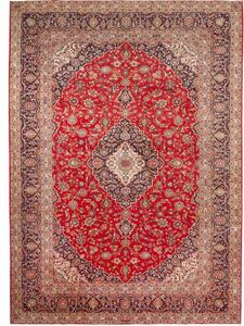 Tappeto Ardakan Medaglione Floreale Rosso Blu Scuro 257x357 Cm