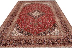 Tappeto Ardakan Medaglione Floreale Rosso Blu Scuro 247x357 Cm