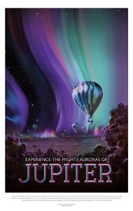 Illustrazione Jupiter Retro Planet Moon Poster - Space Series Nasa, (26.7 x 40 cm)