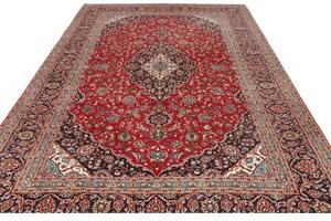 Tappeto Ardakan Medaglione Floreale Rosso Blu Scuro 253x358 Cm