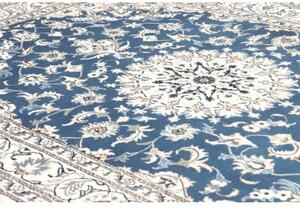 Tappeto Nain Kashmar Medaglione Floreale Blu Avorio 163x245 Cm