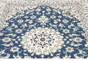 Tappeto Nain Kashmar Medaglione Floreale Blu Avorio 163x245 Cm