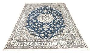 Tappeto Nain Kashmar Medaglione Floreale Blu Avorio 163x245 Cm