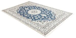 Tappeto Nain Kashmar Medaglione Floreale Blu Avorio 163x245 Cm