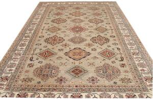 Tappeto Kazak Fine Stilizzato Beige Multicolore 247x346 Cm