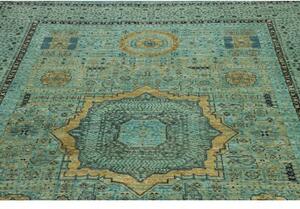 Tappeto Kairo Medaglione Verde Petrolio Ocra 207x294 Cm