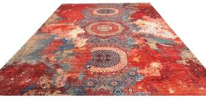 Tappeto Vintage Erased Astratto Rosso Ruggine Blu Petrolio 275x358 Cm