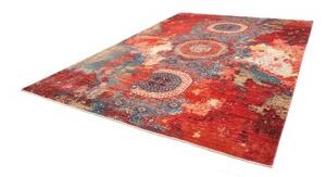 Tappeto Vintage Erased Astratto Rosso Ruggine Blu Petrolio 275x358 Cm