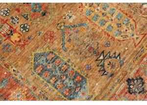 Tappeto Floralia Stilizzato Ruggine Blu Petrolio Corsia 80x260 Cm