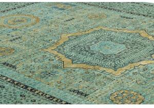 Tappeto Kairo Medaglione Verde Petrolio Ocra 207x294 Cm