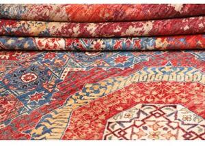 Tappeto Vintage Erased Astratto Rosso Ruggine Blu Petrolio 275x358 Cm
