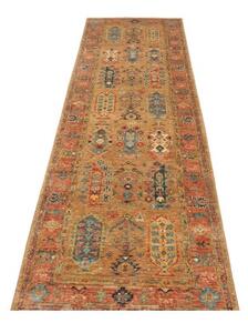Tappeto Floralia Stilizzato Ruggine Blu Petrolio Corsia 80x260 Cm