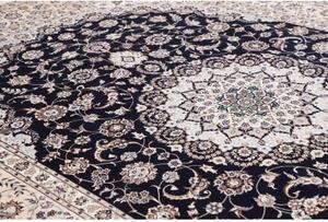 Tappeto Nain 6la Medaglione Floreale Nero Avorio 256x369 Cm