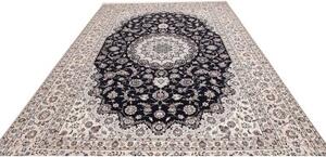 Tappeto Nain 6la Medaglione Floreale Nero Avorio 256x369 Cm
