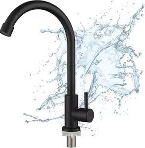 Miscelatore da cucina monoblocco in acciaio inossidabile nero – Rotazione a 360° e modello alto per bagno e cucina