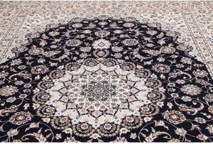 Tappeto Nain 6la Medaglione Floreale Nero Avorio 256x369 Cm