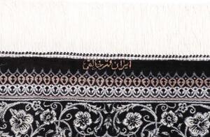 Tappeto Ghom Seta Medaglione Floreale Nero Bianco 78x120 Cm