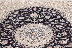 Tappeto Nain 6la Medaglione Floreale Blu Notte Avorio 205x307 Cm