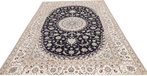 Tappeto Nain 6la Medaglione Floreale Blu Notte Avorio 205x307 Cm