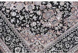 Tappeto Ghom Seta Medaglione Floreale Nero Bianco 78x120 Cm