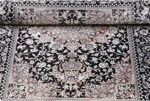 Tappeto Ghom Seta Medaglione Floreale Nero Bianco 78x120 Cm