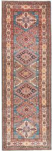 Tappeto Kazak Fine Stilizzato Blu Petrolio Rosso Mattone Corsia 85x271 Cm