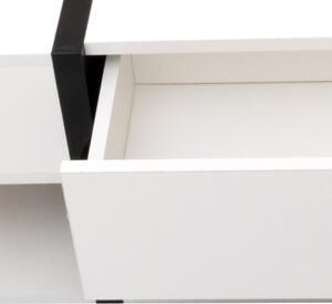 Tavolino da Salotto Quadrato Lucido con 4 Cassetti, Design Unico di Colori e Linee, Spazio Portaoggetti Inferiore, Bianco