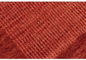 Tappeto Essenzia Geometrico Rosso Mattone Borgogna Corsia 76x292 Cm